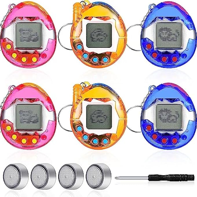 rayihni 6 PCS VIRTUAL PETS KEYCHAIN NOSTALGIC VIRTUAL ELECTRONIC DIGITAL PETS KEYCHAIN GAME KEYRING RETRO HANDHELD GAME MACHINE ELECTRONIC TOYS WITH 1 PIECE SCREWDRIVER (INTERNAL BATTERY) - Image 2